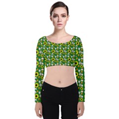 Hawaii Ghost Green Velvet Long Sleeve Crop Top by snowwhitegirl