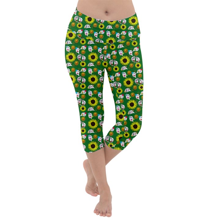 Hawaii Ghost Green Lightweight Velour Capri Yoga Leggings