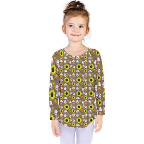 Hawaii Ghost Beige Kids  Long Sleeve Tee by snowwhitegirl