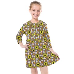 Hawaii Ghost Beige Kids  Quarter Sleeve Shirt Dress by snowwhitegirl