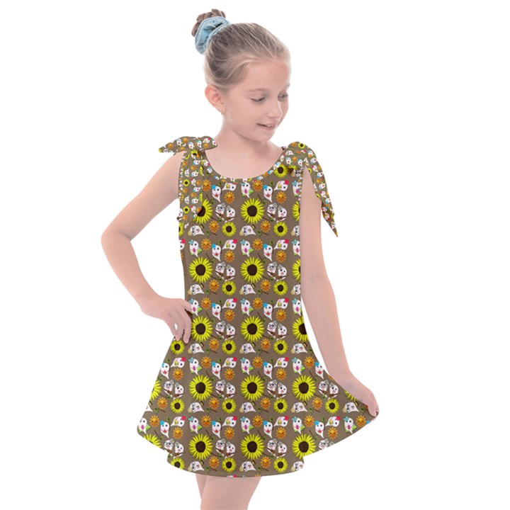 Hawaii Ghost Beige Kids  Tie Up Tunic Dress