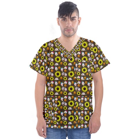 Hawaii Ghost Brown Men s V-neck Scrub Top by snowwhitegirl