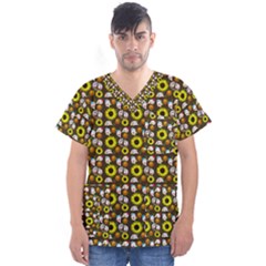 Hawaii Ghost Brown Men s V-neck Scrub Top