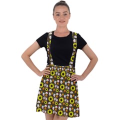 Hawaii Ghost Brown Velvet Suspender Skater Skirt