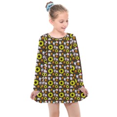 Hawaii Ghost Brown Kids  Long Sleeve Dress by snowwhitegirl