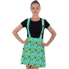 Hawaii Ghost Aqua Velvet Suspender Skater Skirt by snowwhitegirl