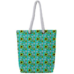 Hawaii Ghost Aqua Full Print Rope Handle Tote (small) by snowwhitegirl