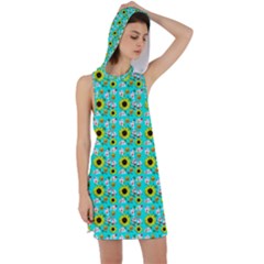 Hawaii Ghost Aqua Racer Back Hoodie Dress