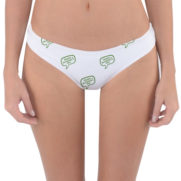 Happy St Patricks Day Symbol Motif Pattern Reversible Hipster Bikini Bottoms