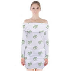 Happy St Patricks Day Symbol Motif Pattern Long Sleeve Off Shoulder Dress by dflcprintsclothing