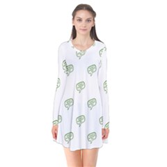 Happy St Patricks Day Symbol Motif Pattern Long Sleeve V-neck Flare Dress by dflcprintsclothing