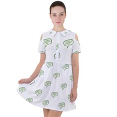 Happy St Patricks Day Symbol Motif Pattern Short Sleeve Shoulder Cut Out Dress  by dflcprintsclothing