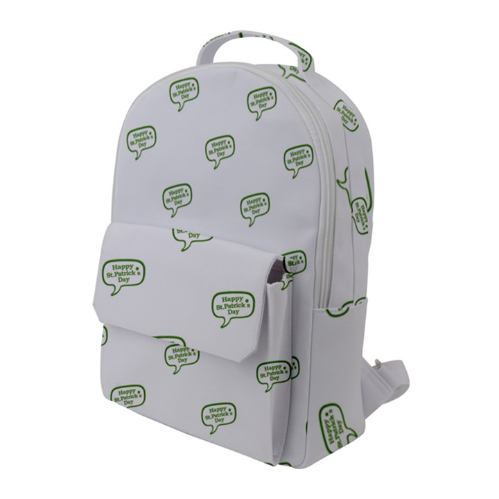 Happy St Patricks Day Symbol Motif Pattern Flap Pocket Backpack (Large)