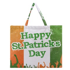 Happy St Patricks Day Design Zipper Large Tote Bag by dflcprintsclothing