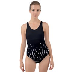 Black And White Matrix Patterned Design Cut-out Back One Piece Swimsuit