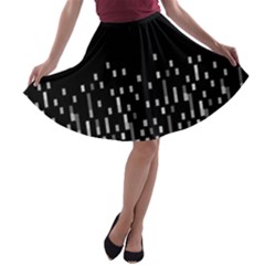 Black And White Matrix Patterned Design A-line Skater Skirt