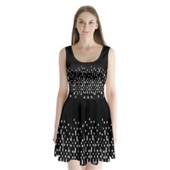 Black And White Matrix Patterned Design Split Back Mini Dress 