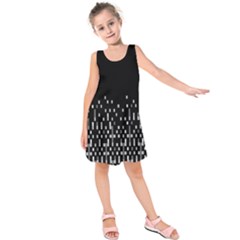 Black And White Matrix Patterned Design Kids  Sleeveless Dress by dflcprintsclothing