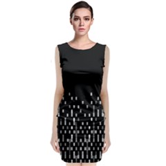 Black And White Matrix Patterned Design Sleeveless Velvet Midi Dress by dflcprintsclothing