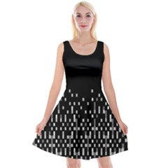 Black And White Matrix Patterned Design Reversible Velvet Sleeveless Dress by dflcprintsclothing