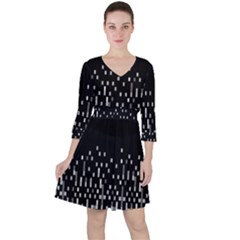 Black And White Matrix Patterned Design Ruffle Dress