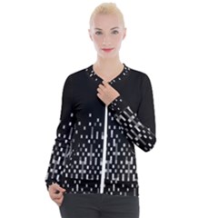 Black And White Matrix Patterned Design Casual Zip Up Jacket by dflcprintsclothing