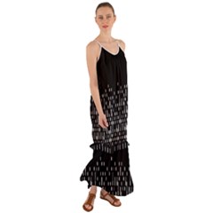 Black And White Matrix Patterned Design Cami Maxi Ruffle Chiffon Dress by dflcprintsclothing