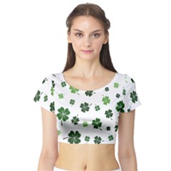 St Patricks Day Pattern Short Sleeve Crop Top by Valentinaart