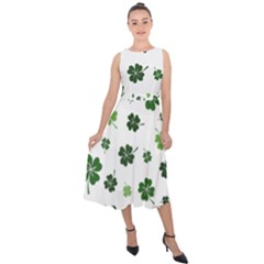 St Patricks Day Pattern Midi Tie-back Chiffon Dress by Valentinaart