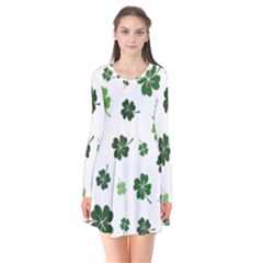 St Patricks Day Pattern Long Sleeve V-neck Flare Dress by Valentinaart