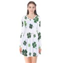 St Patricks day pattern Long Sleeve V-neck Flare Dress View1