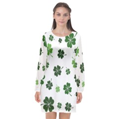 St Patricks Day Pattern Long Sleeve Chiffon Shift Dress  by Valentinaart