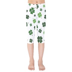 St Patricks Day Pattern Kids  Capri Leggings  by Valentinaart