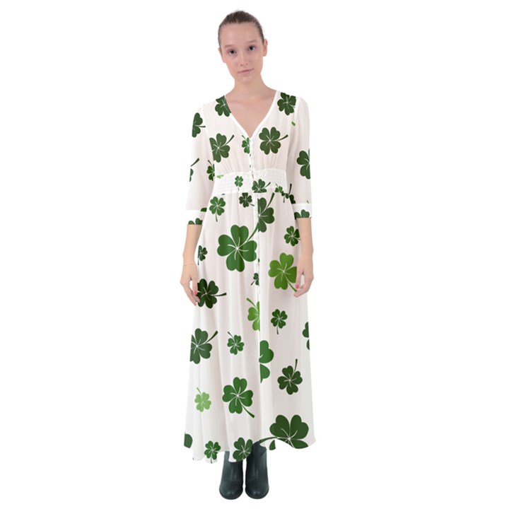 St Patricks day pattern Button Up Maxi Dress