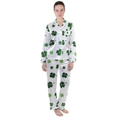 St Patricks Day Pattern Satin Long Sleeve Pyjamas Set by Valentinaart