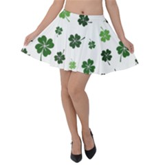 St Patricks Day Pattern Velvet Skater Skirt