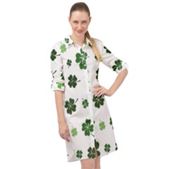 St Patricks Day Pattern Long Sleeve Mini Shirt Dress by Valentinaart