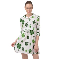 St Patricks Day Pattern Mini Skater Shirt Dress by Valentinaart