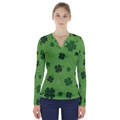 St Patricks Day V-neck Long Sleeve Top by Valentinaart