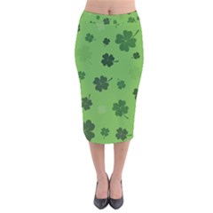 St Patricks Day Velvet Midi Pencil Skirt by Valentinaart