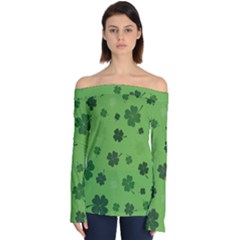 St Patricks Day Off Shoulder Long Sleeve Top by Valentinaart