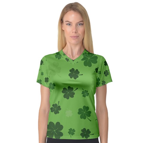 St Patricks Day V-neck Sport Mesh Tee by Valentinaart