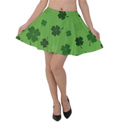 St Patricks Day Velvet Skater Skirt by Valentinaart