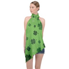 St Patricks Day Halter Asymmetric Satin Top by Valentinaart