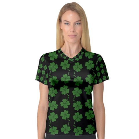 St Patricks Day V-neck Sport Mesh Tee by Valentinaart