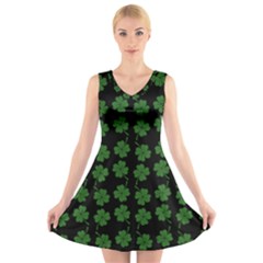 St Patricks Day V-neck Sleeveless Dress by Valentinaart