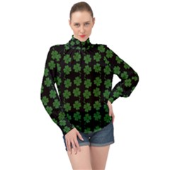 St Patricks Day High Neck Long Sleeve Chiffon Top by Valentinaart