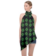 St Patricks Day Halter Asymmetric Satin Top by Valentinaart