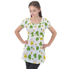 St Patricks Day Puff Sleeve Tunic Top by Valentinaart