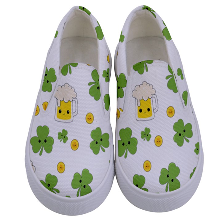 St patricks day Kids  Canvas Slip Ons